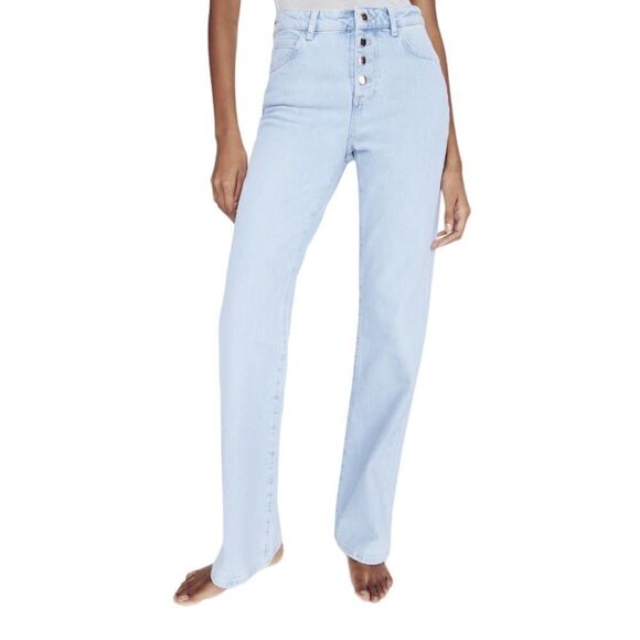 ZARA | Light Blue | HIGH-WAISTED FULL LENGTH Z1975 FLARED JEANS - Picture 6 of 10